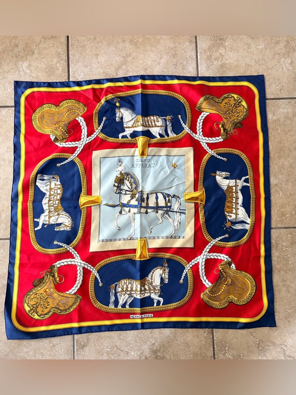 Vintage Hermès Grand Apparat Silk Scarf designed by Jacques Eudel